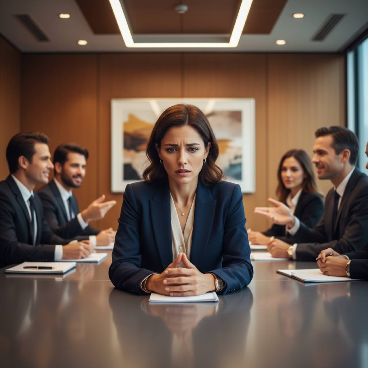 Professional feeling anxious in a meeting setting