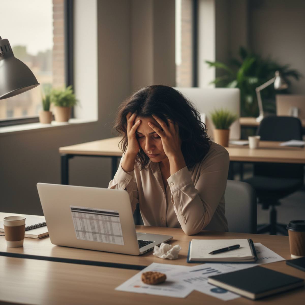 Stressed professional at work