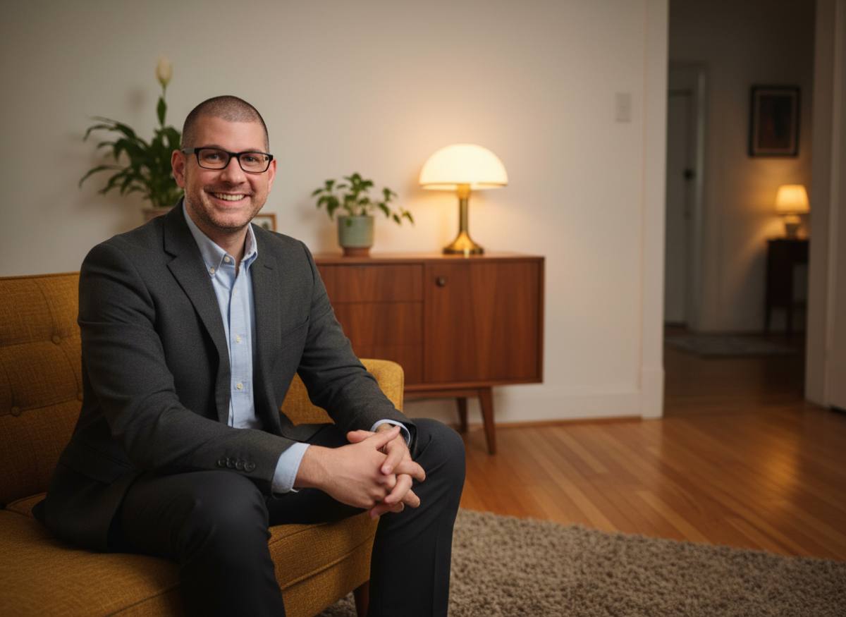 Elliot Rose, CBT therapist, in a warm professional setting